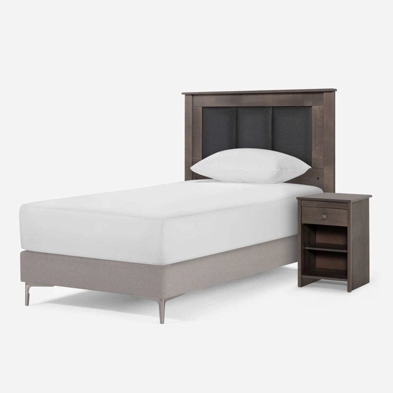 RESPALDO + VELADOR RACHEL 1,5 PLAZAS MADERA GRIS - 6
