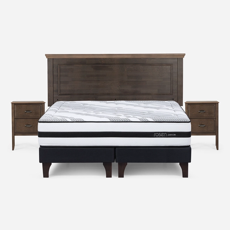 CAMA EUROPEA DRIVEN 2 PLAZAS  CON MUEBLES ANNA - 1