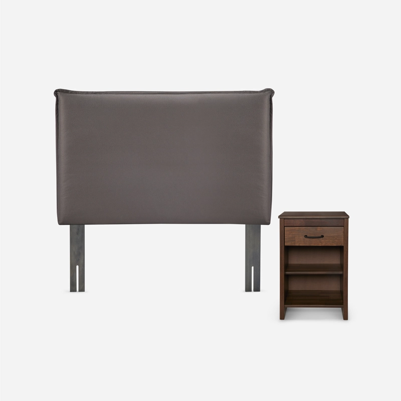 SET RESPALDO+VELADOR ROSEN MAURICE TELA CHOCOLATE 1,5 PLAZAS - 1