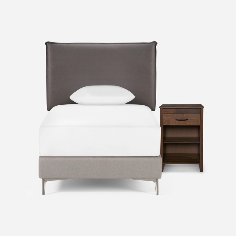 SET RESPALDO+VELADOR ROSEN MAURICE TELA CHOCOLATE 1,5 PLAZAS - 5