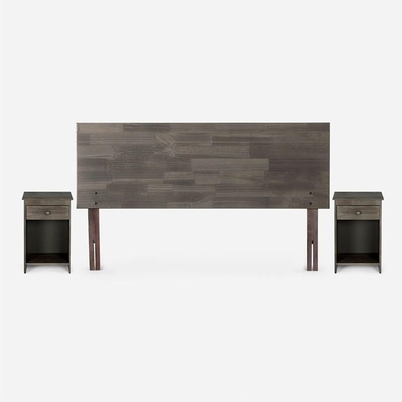 SET RESPALDO + VELADORES TABOR ROSEN 2 PLAZAS GRAFITO - 1