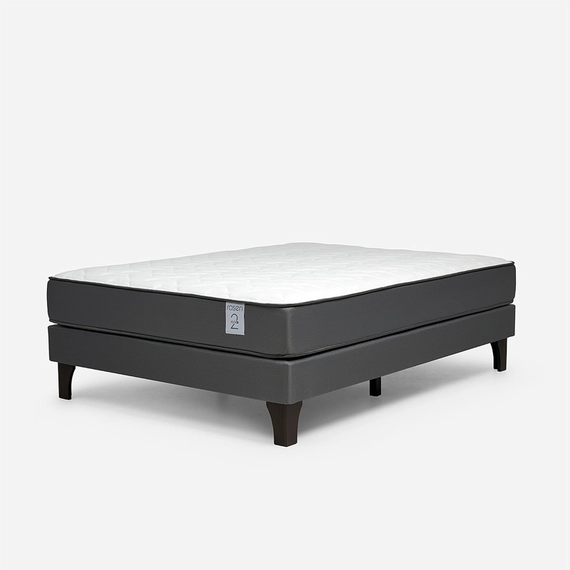 CAMA EUROPEA NEW STYLE 2 PLUS 2 PLAZAS+RESPALDO+VELADOR GRIS - 2