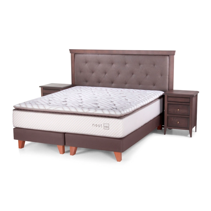 CAMA EUROPEA NEST KING + RESPALDO Y VELADORES BRERA - ROSEN - 1