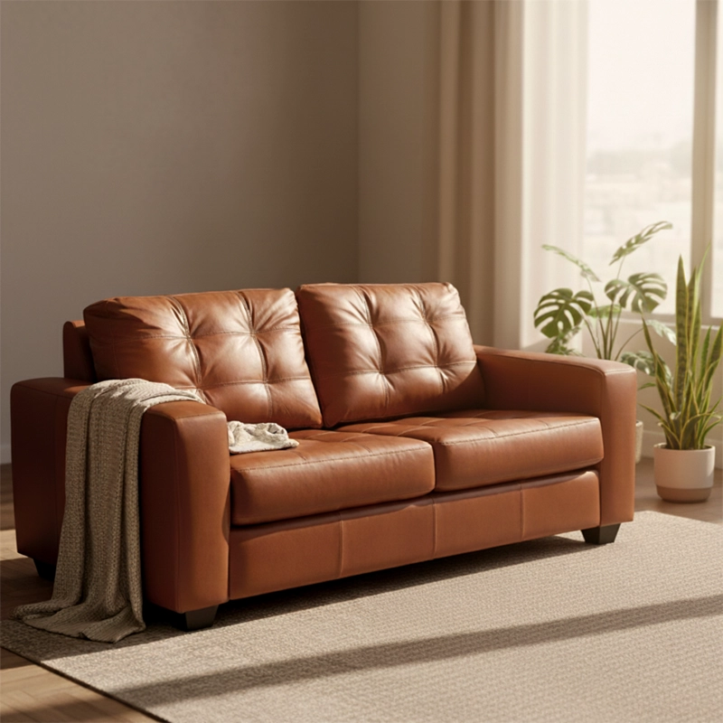 SOFA ROSEN DALI 2 CUERPOS CUERO HUNTER R. BROWN - 2