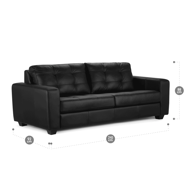 SOFA ROSEN DALI 3 CUERPOS CUERO BLACK - 2