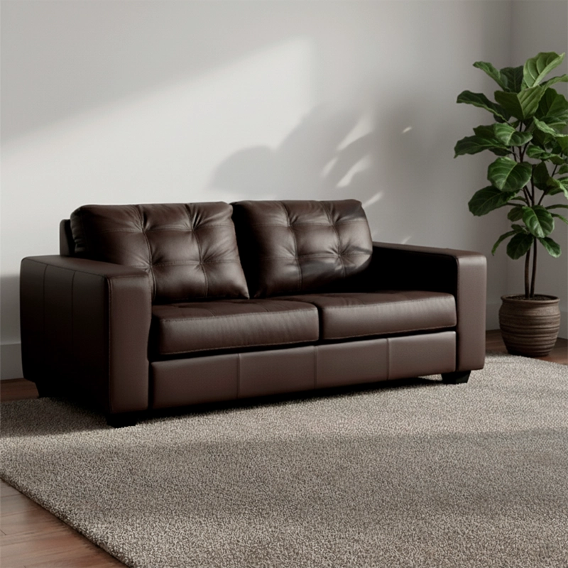 SOFA ROSEN DALI 2 CUERPOS CUERO MARRON - 2