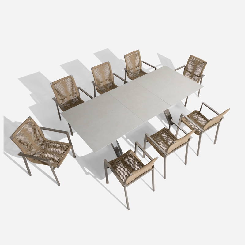 SET COMEDOR ALBIR - TIVAT BEIGE 9 PIEZAS - 9