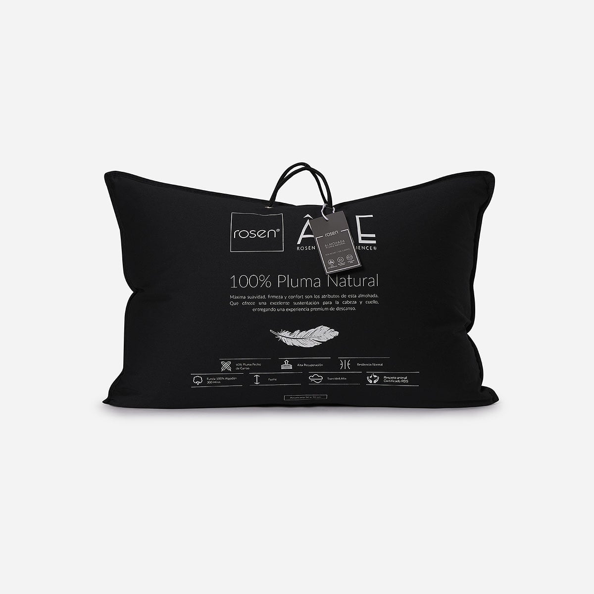 ALMOHADA ROSEN PLUMA NATURAL AME 0.9 WGD AMERICANA 70 X 50 CM BLANCO - 3