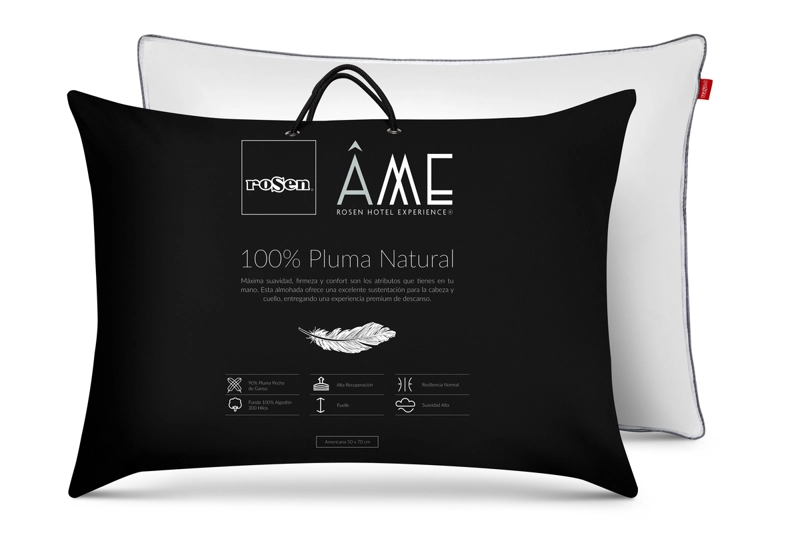 ALMOHADA ROSEN PLUMA NATURAL AME 0.9 WGD AMERICANA 70 X 50 CM BLANCO - 4