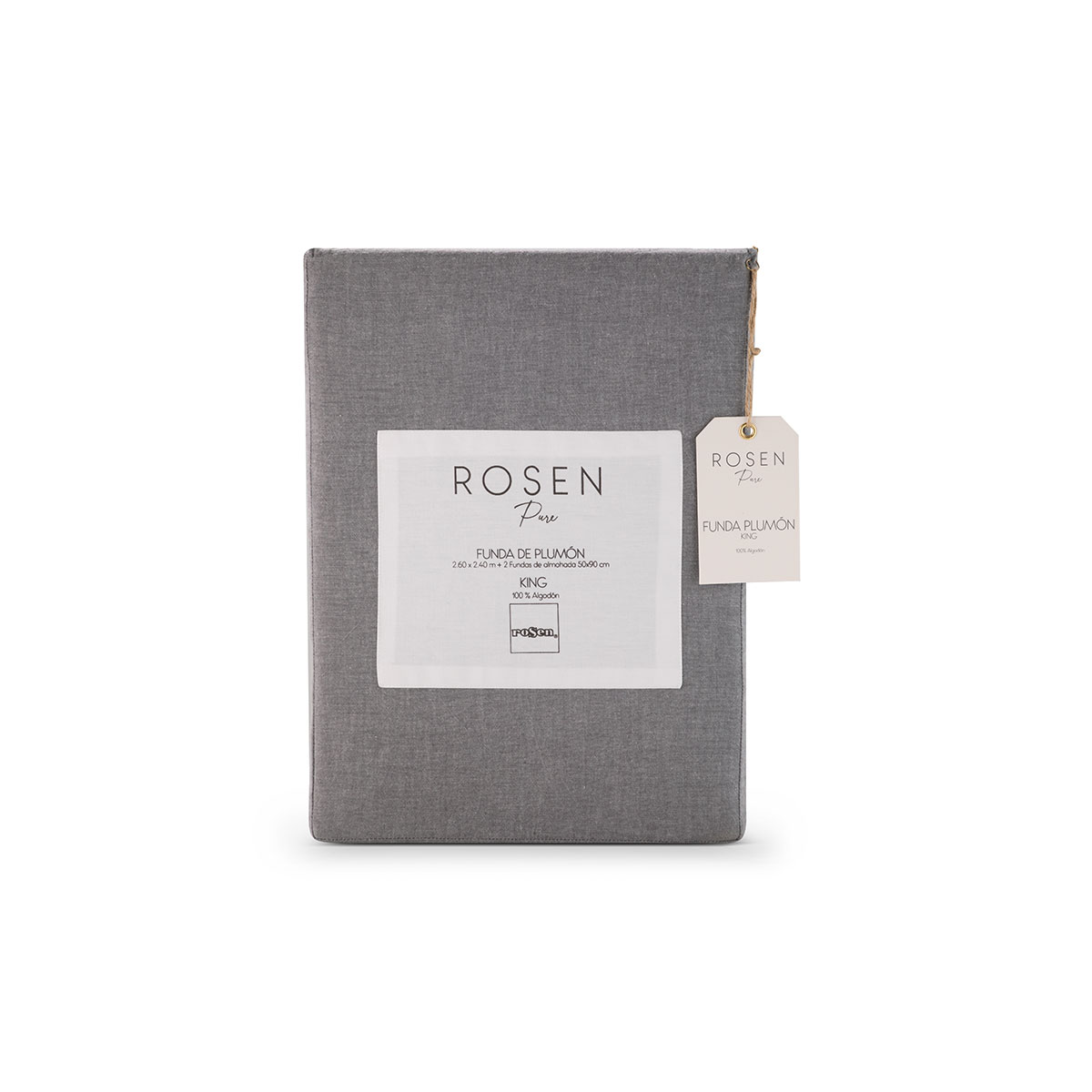 FUNDA PLUMON ROSEN ALGODON PURE NEW LANIN SUPER KING GRIS - 6