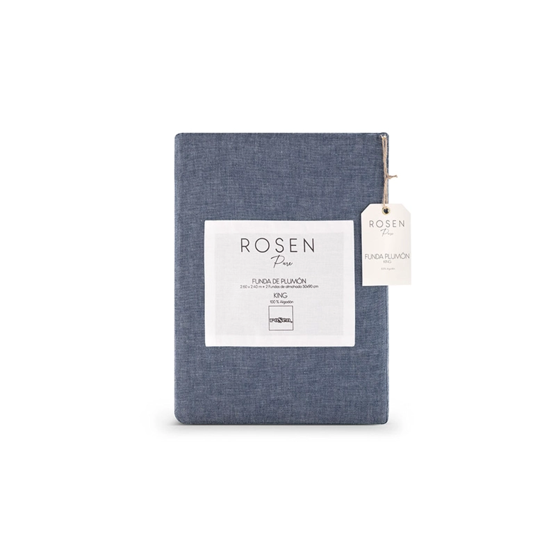 FUNDA PLUMON ROSEN ALGODON PURE NEW LANIN 2 PLAZAS DENIM - 6