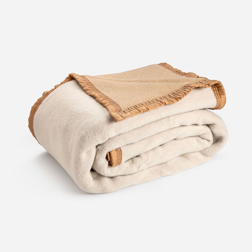 FRAZADA ROSEN 1.5 PLAZAS 210 X 160 CM LANA BEIGE - 2