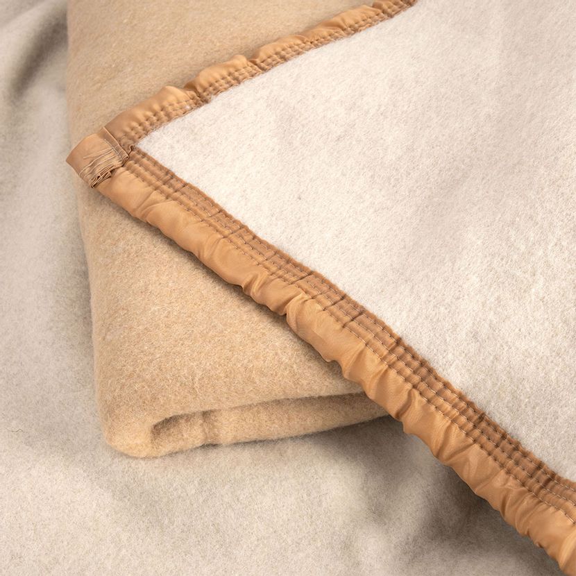 FRAZADA ROSEN 1.5 PLAZAS 210 X 160 CM LANA BEIGE - 3