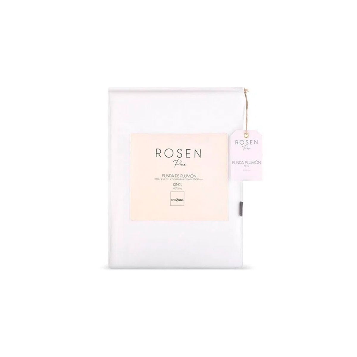 FUNDA PLUMON ROSEN LINO PURE LISO 2 PLAZAS BLANCO - 6