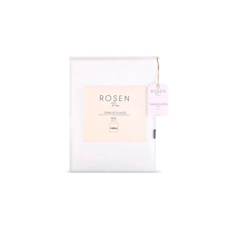 FUNDA PLUMÓN ROSEN LINO BLANCO LISO PURE SÚPER KING - 6