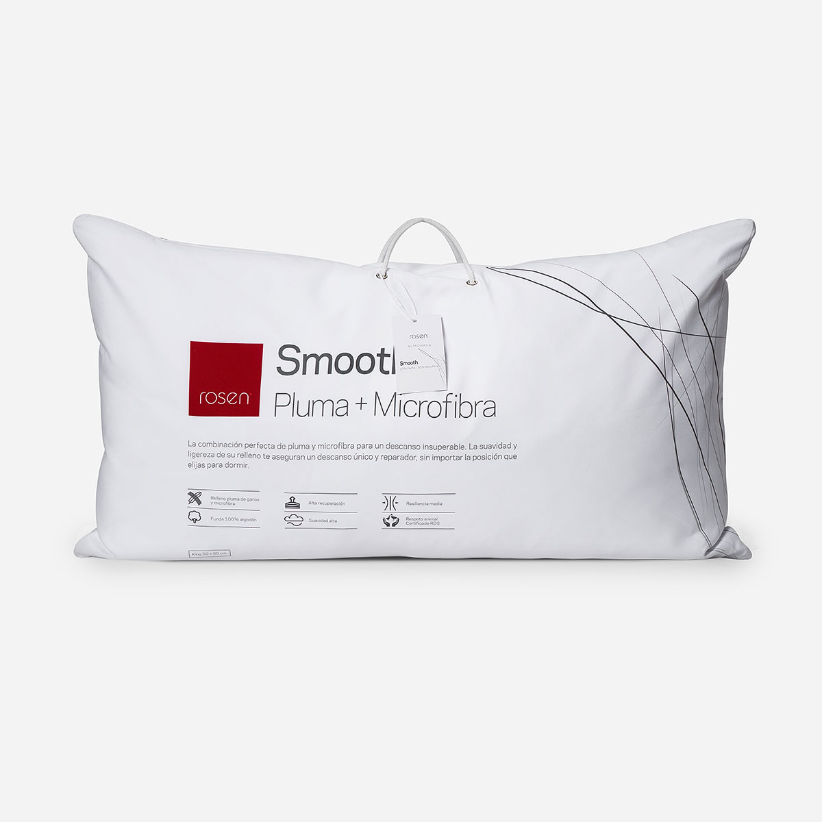 ALMOHADA ROSEN PLUMA MICROFIBRA NEW SMOOTH KING 90 X 50 CM BLANCO - 1