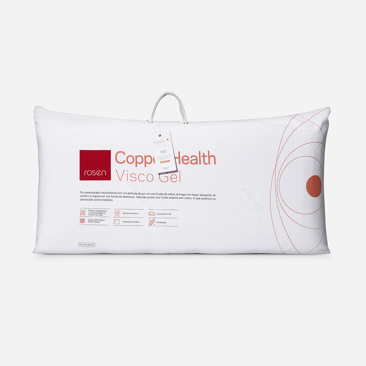 ALMOHADA ROSEN COPPER HEALTH VISCOÉLASTICA KING 90 X 40 CM BLANCO - 1
