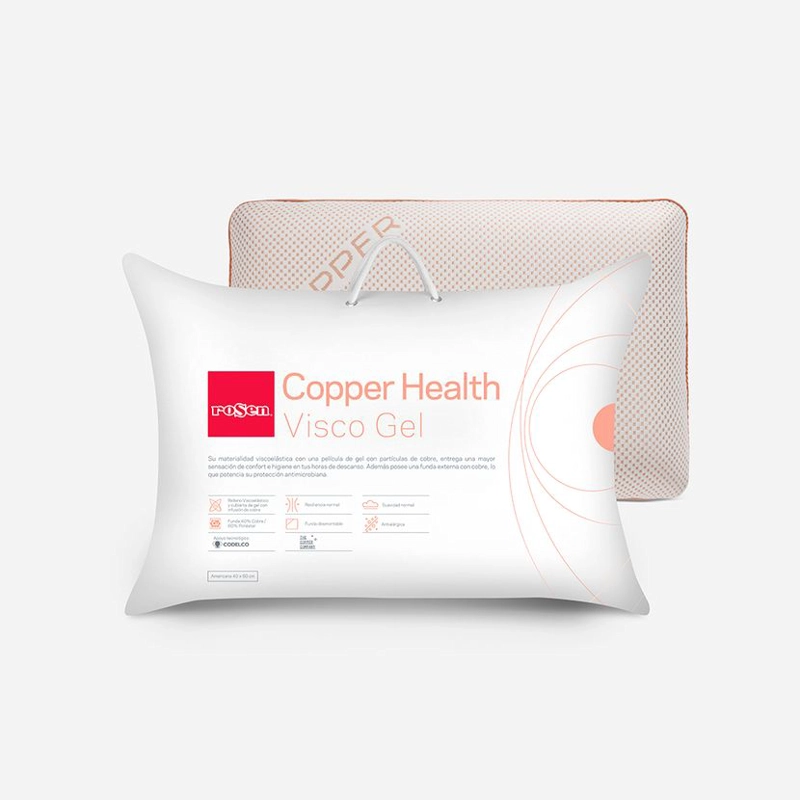 ALMOHADA ROSEN COPPERHEALTH VISCOÉLASTICA AMERICANA 60 X 40 CM COBRE - 8