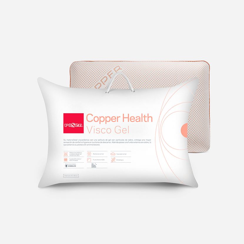 ALMOHADA ROSEN COPPERHEALTH VISCOÉLASTICA AMERICANA 60 X 40 CM COBRE - 8