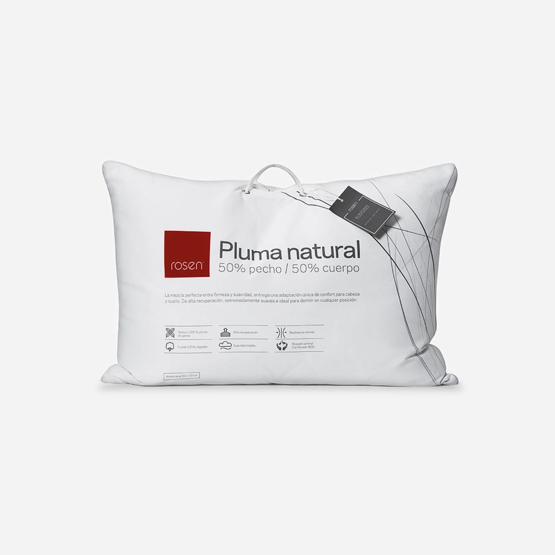 ALMOHADA ROSEN PLUMA NATURAL 0.5 PECHO AMERICANA 70 X 50 CM BLANCO - 1