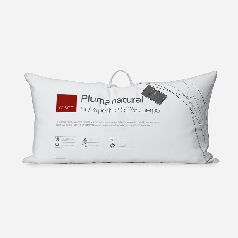 ALMOHADA ROSEN PLUMA NATURAL 0.5 PECHO KING 90 X 50 CM BLANCO - 1
