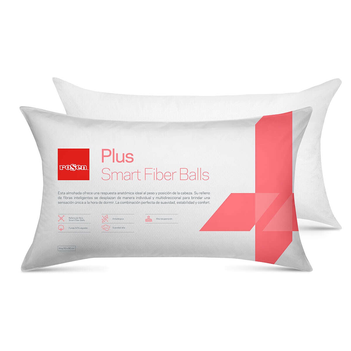 ALMOHADA ROSEN FIBRA PLUS KING 90 X 50 CM BLANCO - 5