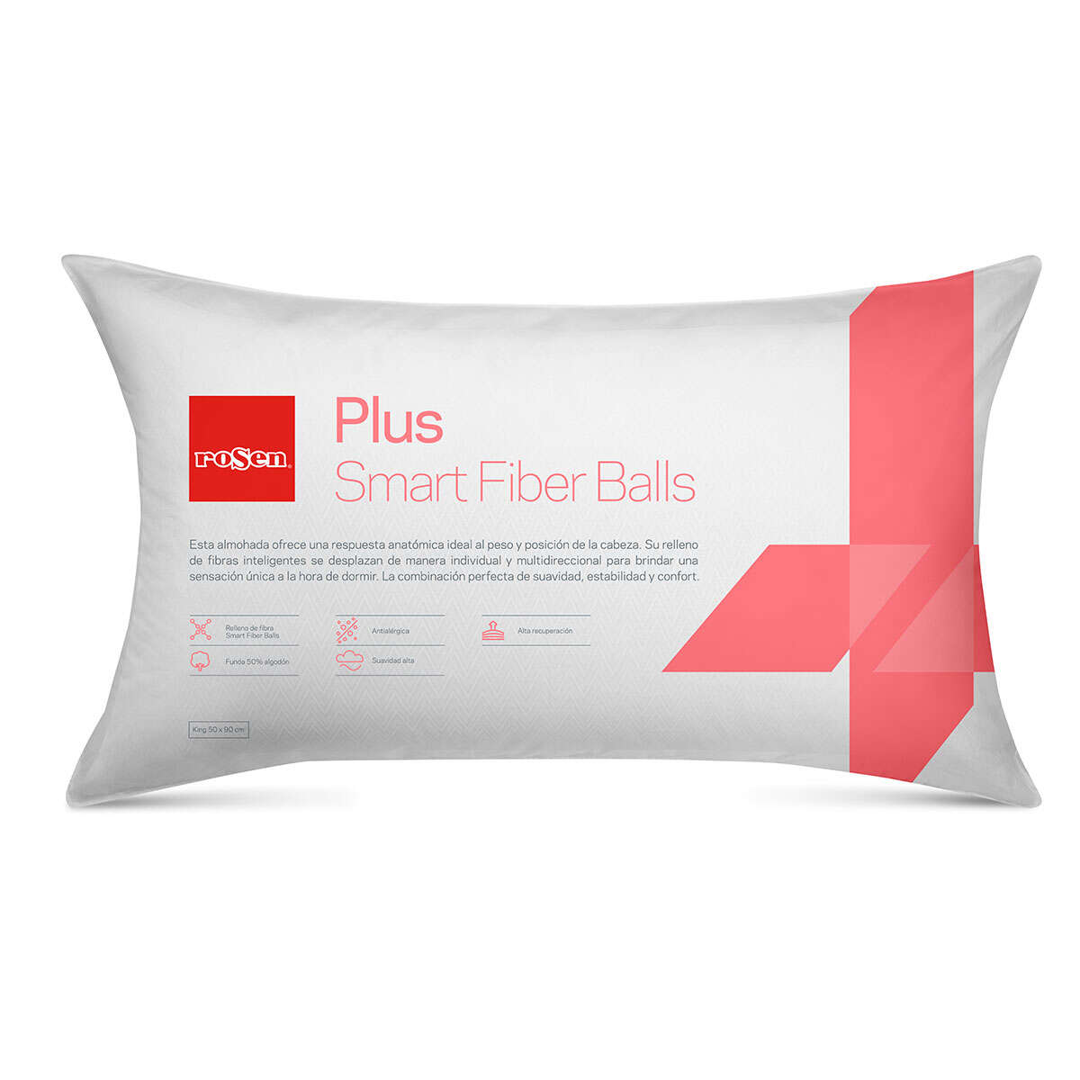 ALMOHADA ROSEN FIBRA PLUS KING 90 X 50 CM BLANCO - 6