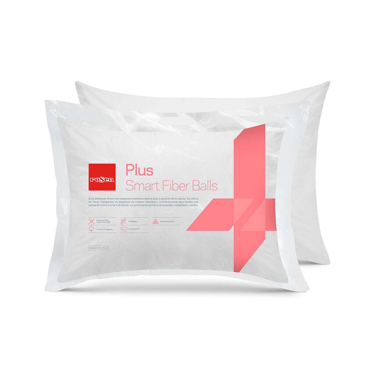 ALMOHADA ROSEN FIBRA PLUS AMERICANA 70 X 50 CM BLANCO - 5