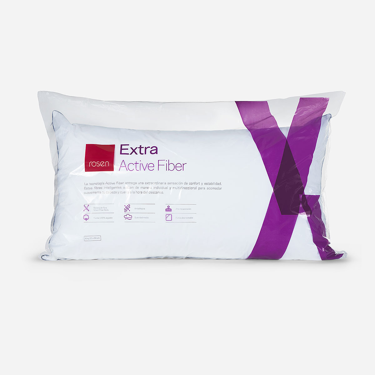 ALMOHADA ROSEN FIBRA EXTRA KING 90 X 50 CM BLANCO - 1