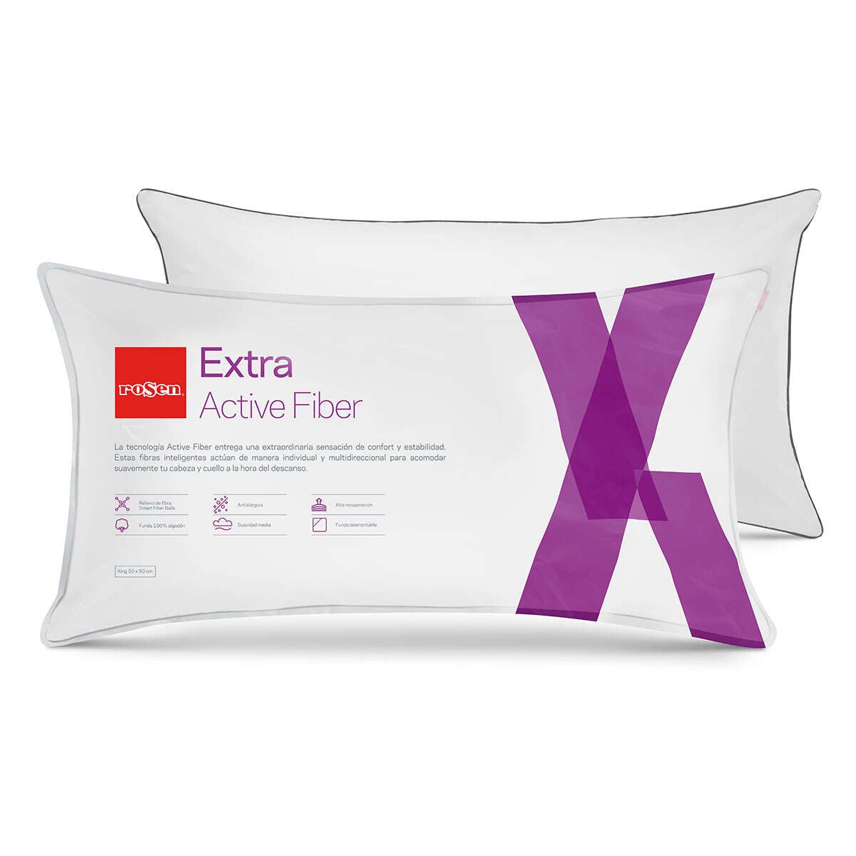 ALMOHADA ROSEN FIBRA EXTRA KING 90 X 50 CM BLANCO - 4