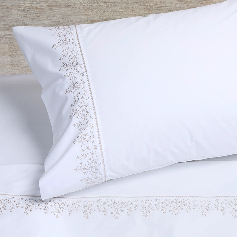 SABANA ROSEN 220 HILOS BORDADA BOTANICA BLANCA 1,5 PLAZAS - 3