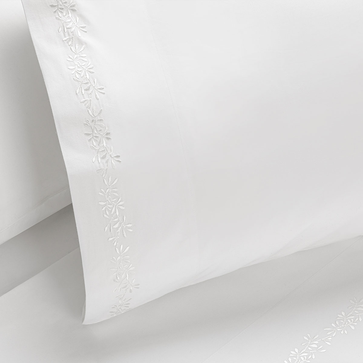 SABANA ROSEN 220 HILOS BORDADA BOTANICA BLANCA 1 PLAZA - 3