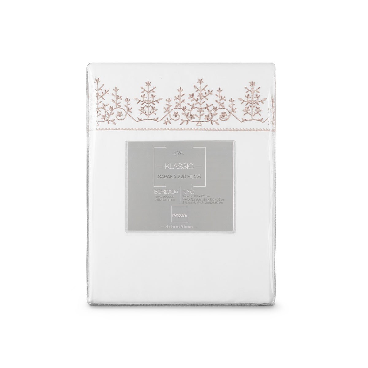 SABANA ROSEN 220 HILOS BORDADA FLORAL BLANCA 1 PLAZA - 1
