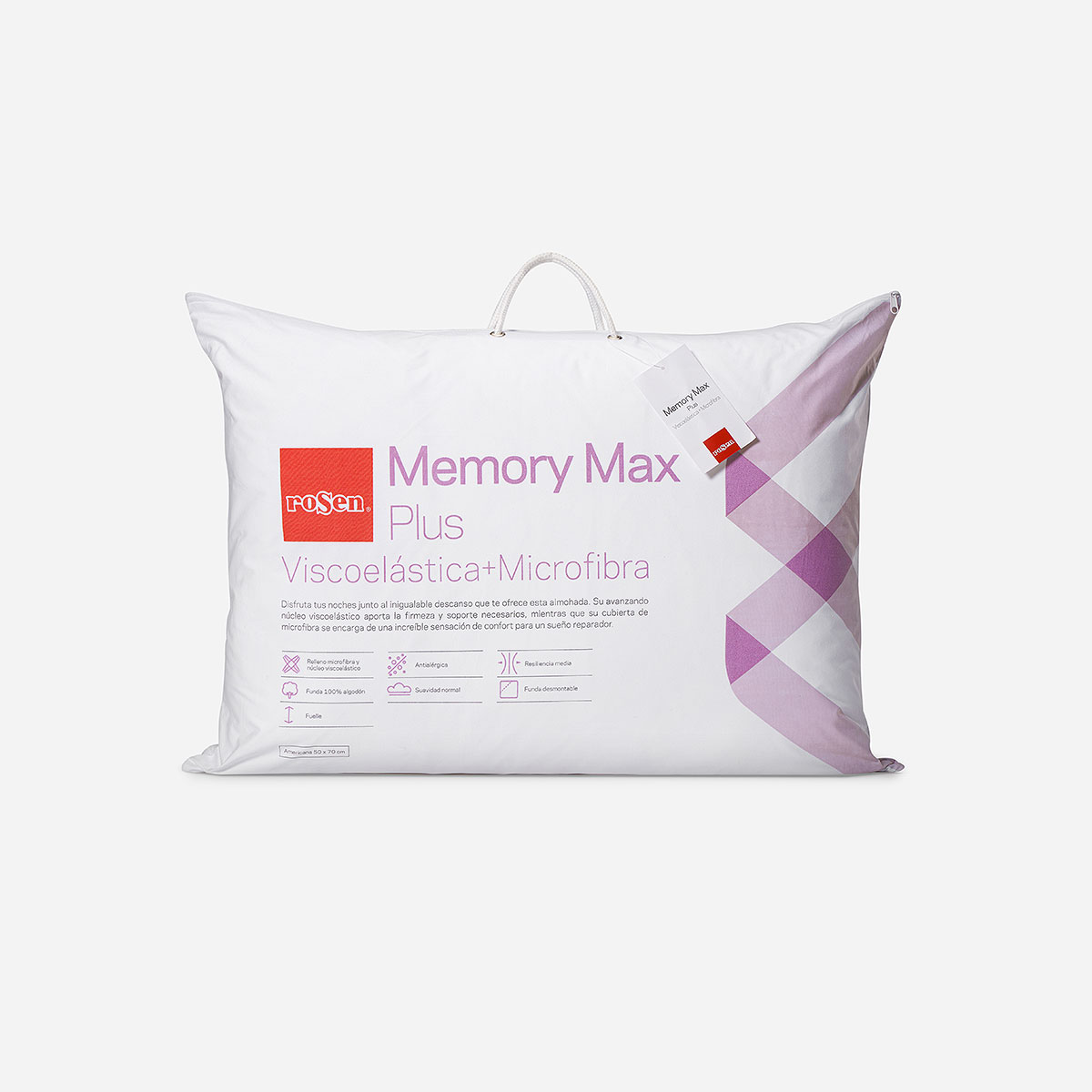 ALMOHADA ROSEN VISCOELÁSTICA MEMORY MAX PLUS AMERIC 70 X 50 CM MICROFIBRA BEIGE - 1