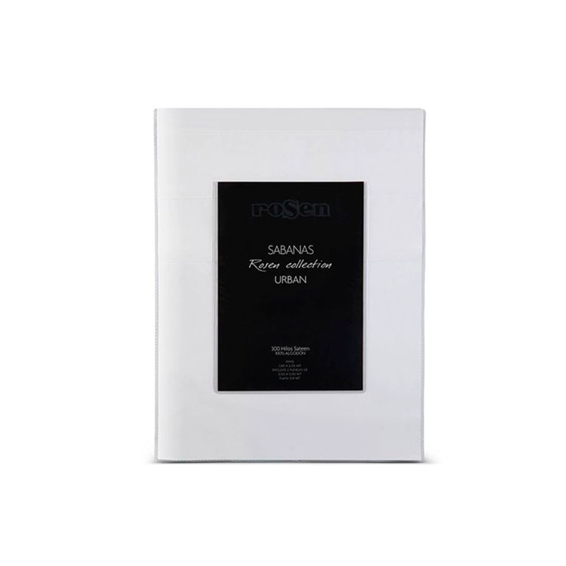 SABANA ROSEN 300 HILOS ALGODON LISA BLANCA QUEEN - 1