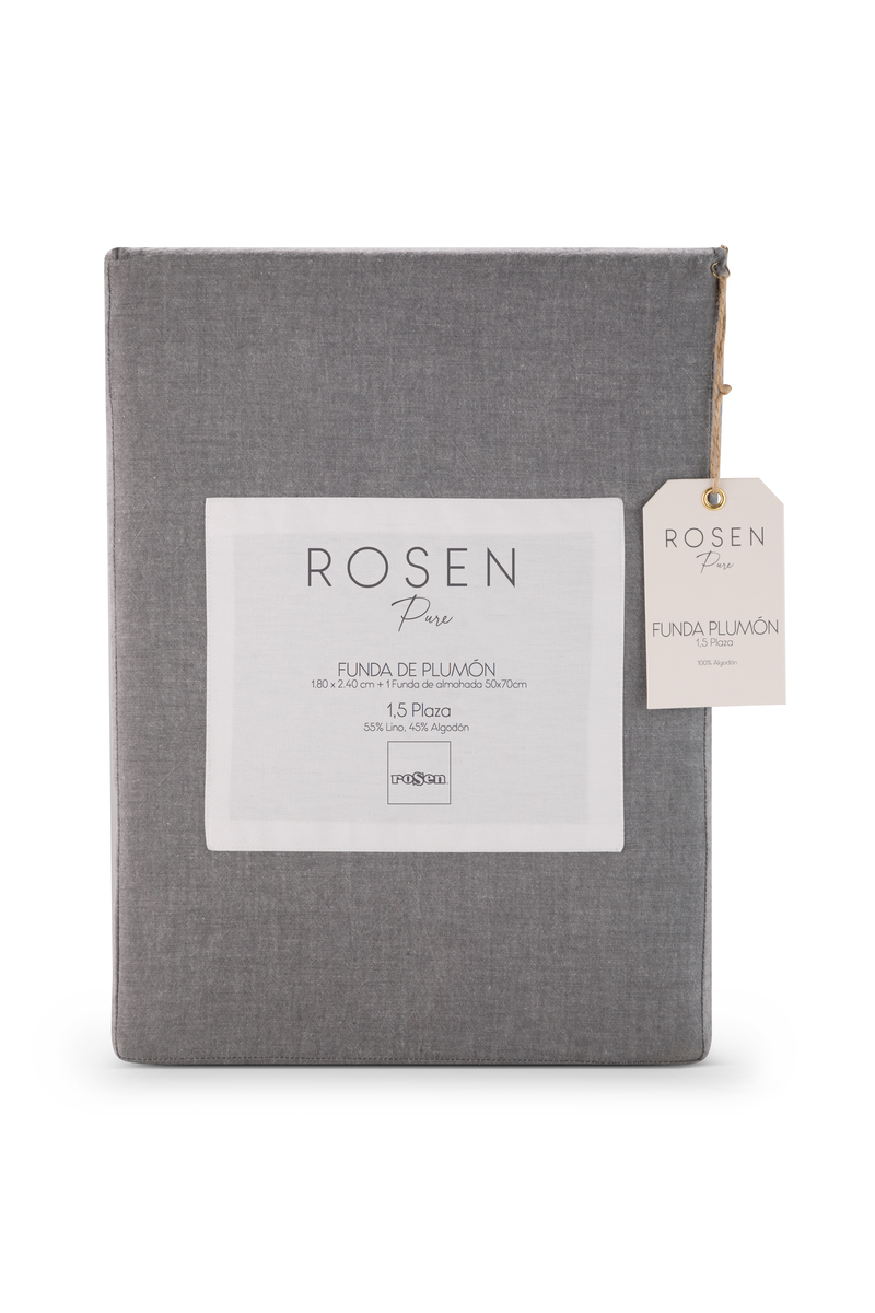 FUNDA PLUMON ROSEN ALGODON PURE NEW LANIN 1 PLAZA GRIS - 1