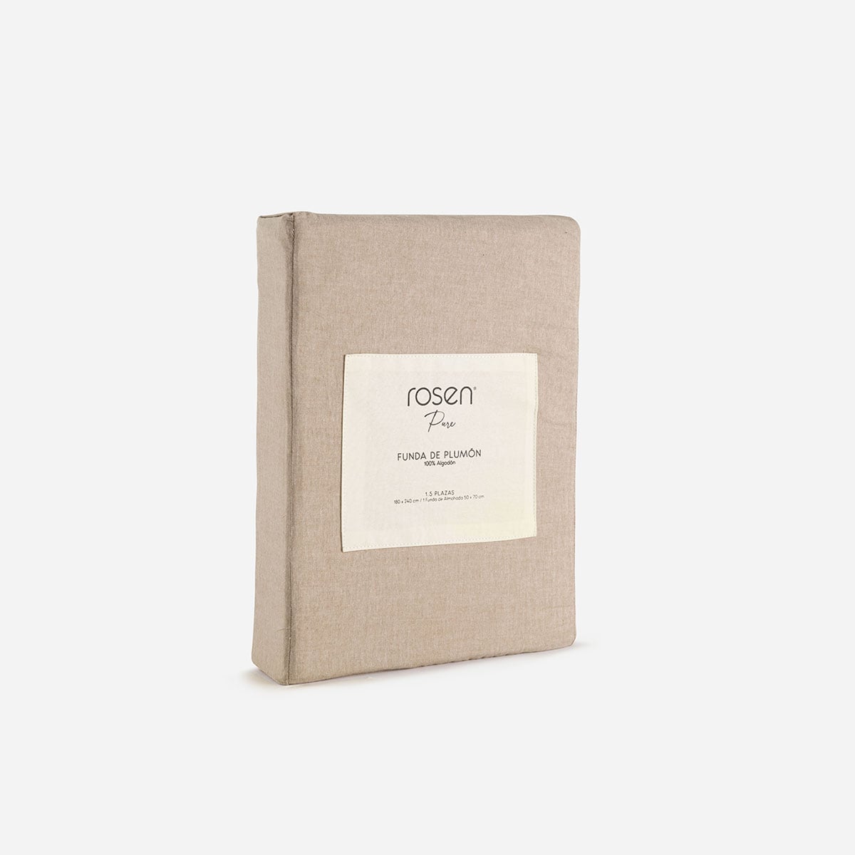 FUNDA PLUMÓN ROSEN ALGODÓN ARENA LISO PURE NEW LANIN 1 PLAZA - 5