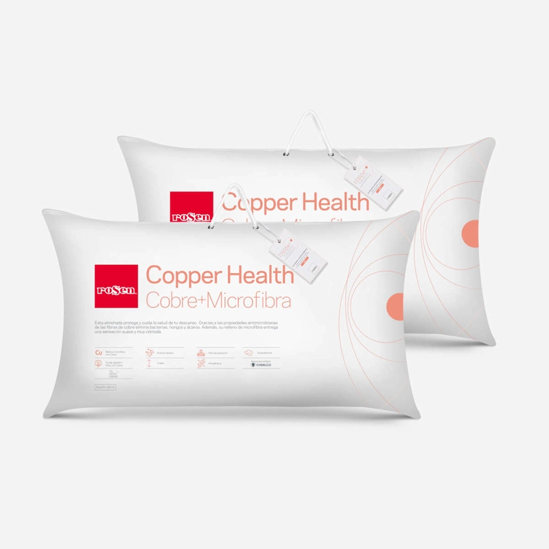 SET 2 ALMOHADA ROSEN COPPER HEALTH KING 90 X 50 CM MICROFIBRA BLANCO - 1