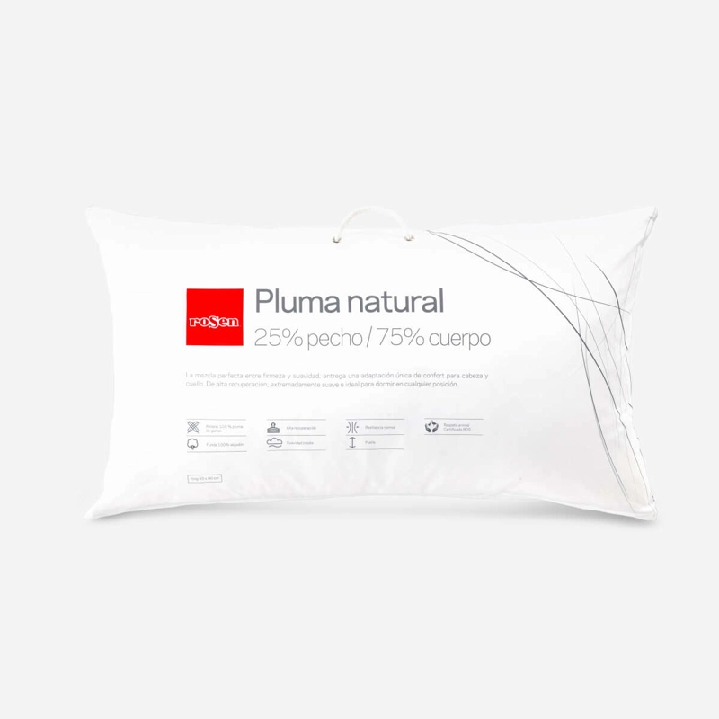 SET 2 ALMOHADAS PLUMA NATURAL S/FUELLE KING 50X90 CM - 6
