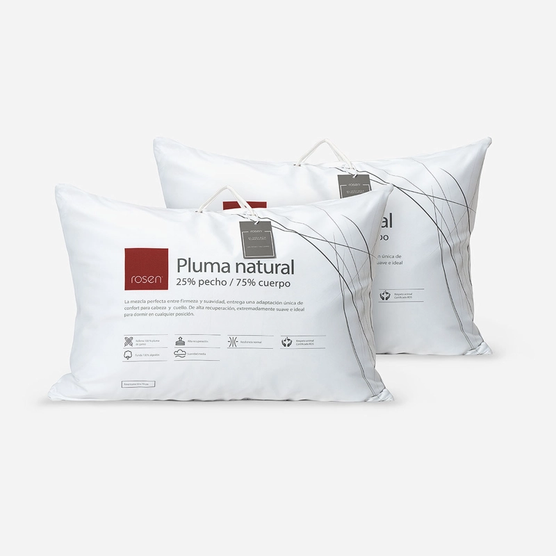 SET 2 ALMOHADA PLUMA NATURAL S/FUELLE AMERICANA 50X70 CM - 1