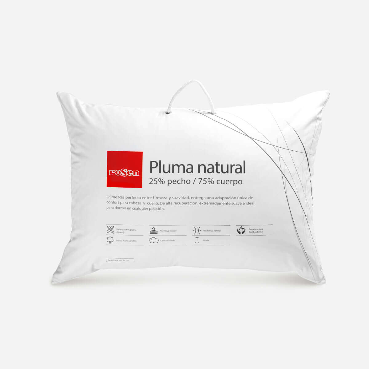 SET 2 ALMOHADA PLUMA NATURAL S/FUELLE AMERICANA 50X70 CM - 6