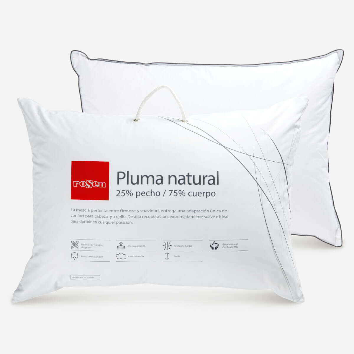 ALMOHADA ROSEN PLUMA NATURAL S/FUELLE 50X70 CM AMERICANA - 6