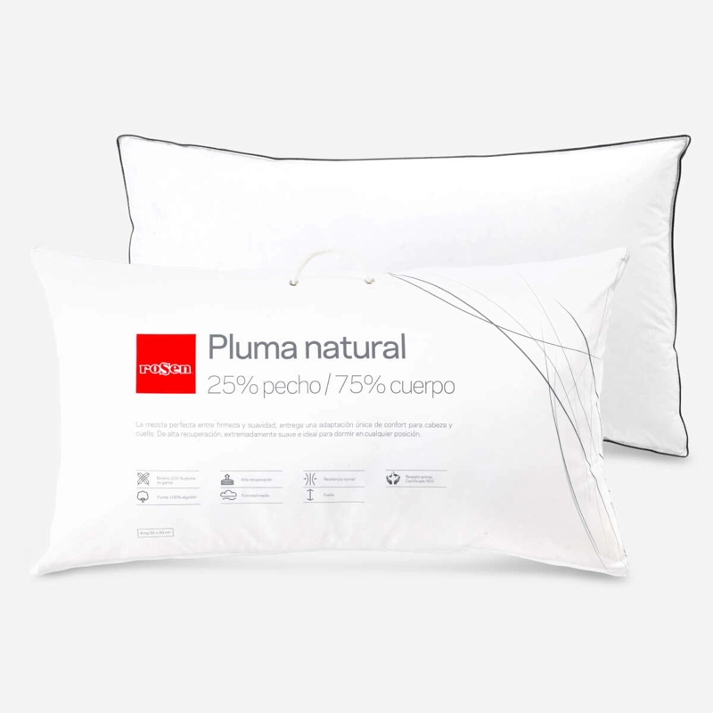 ALMOHADA ROSEN PLUMA NATURAL S/FUELLE 50X90 CM KING - 6