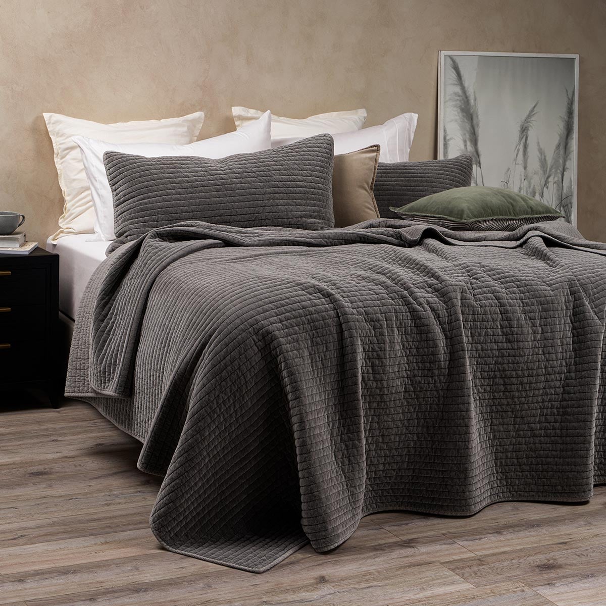 CUBRECAMA ALGODON VELVET SALZWEG GRAFITO KING - 2