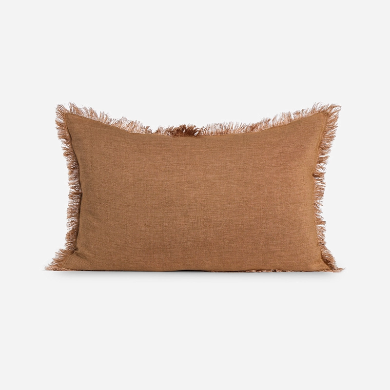 FUNDA DE COJIN LINO COSTA 60 X 40 CM CAMEL - 1