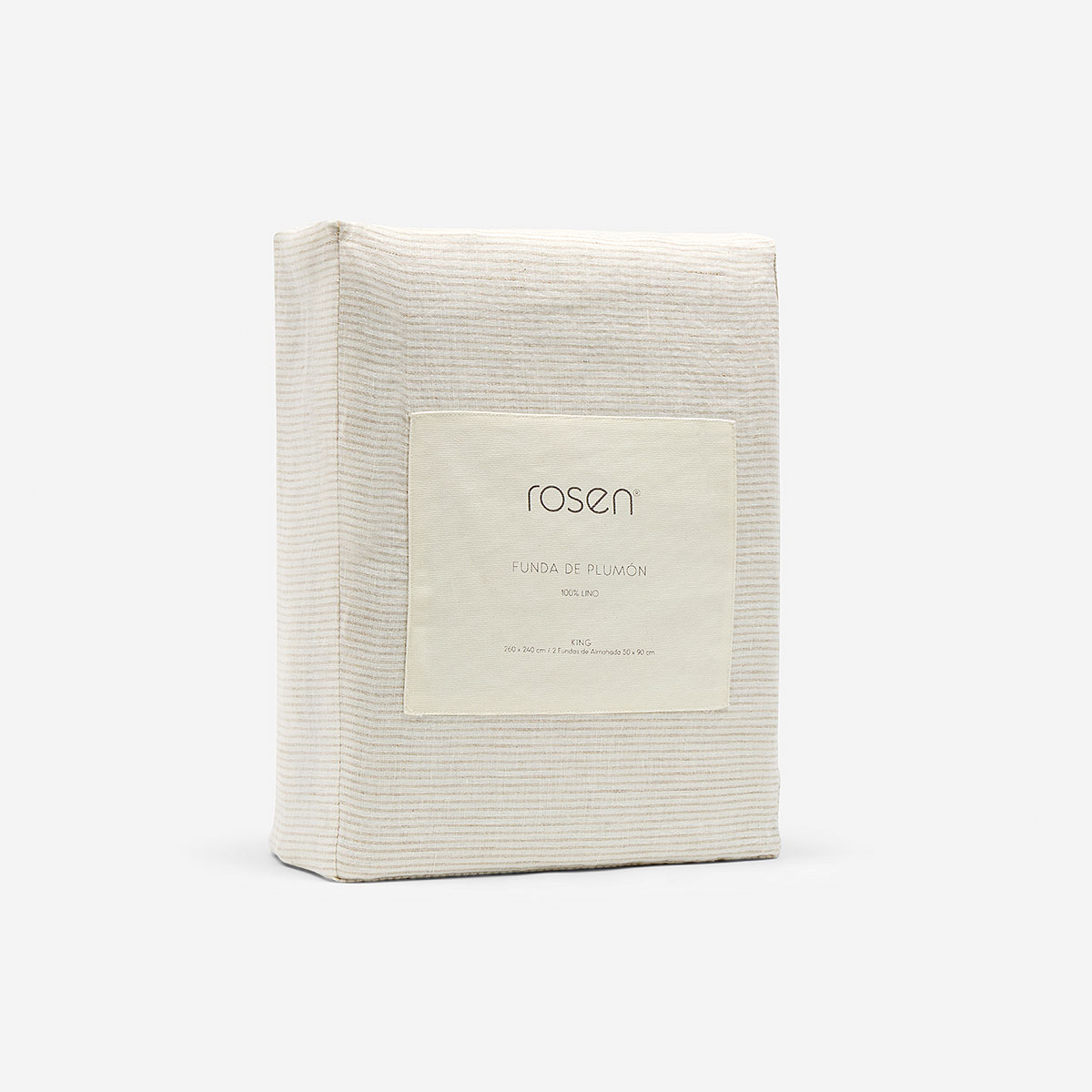 FUNDA DE PLUMON NATURAL STRIPES BEIGE SUPER KING - 5