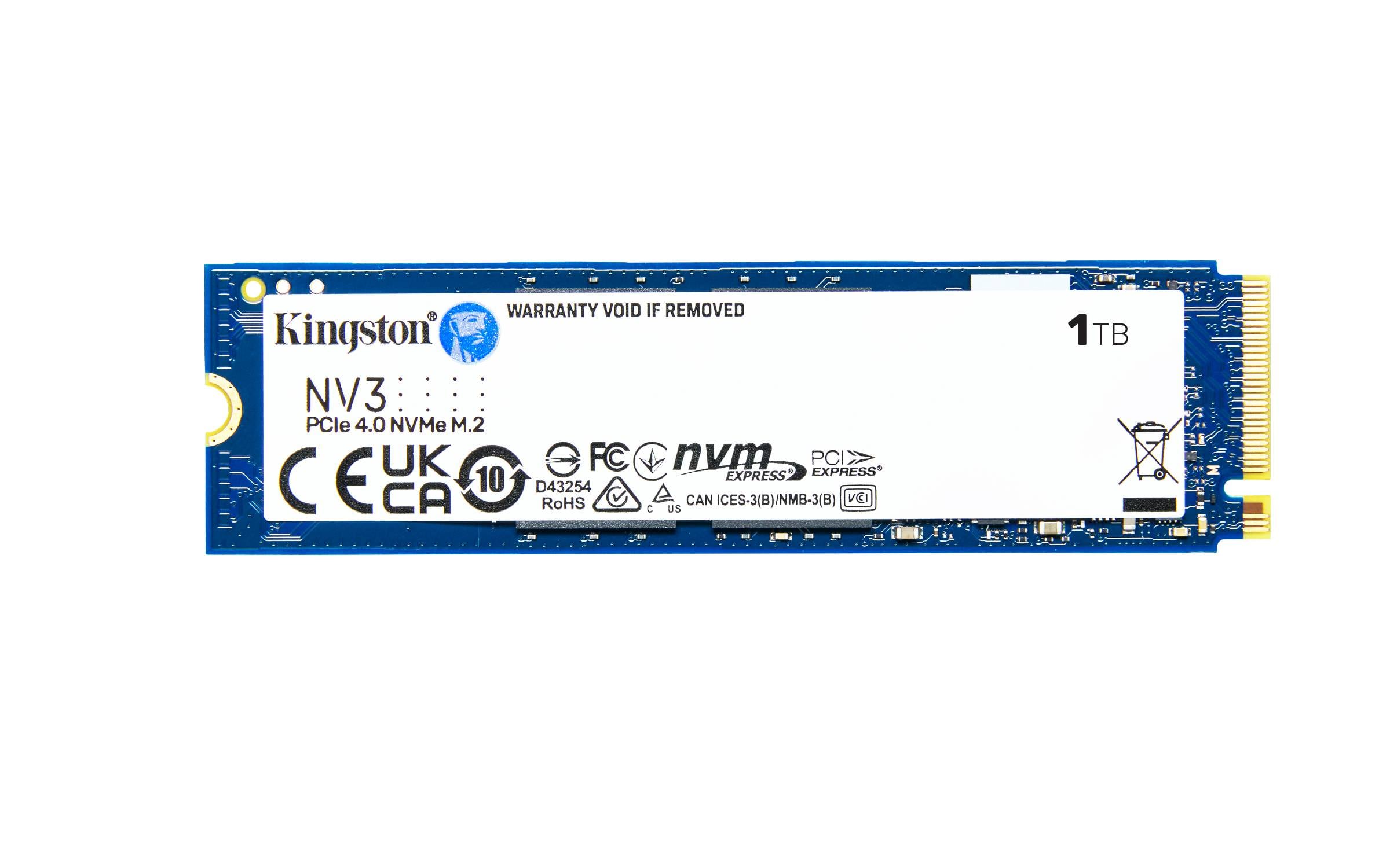 UNIDAD SSD KINGSTON NV3, 1TB, M.2 2280, NVMEPCIE 4.0 X4, LECTURA 6000MB/S ESCRITURA 4000MB/S - 1