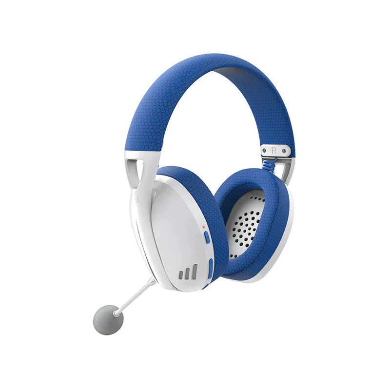 AUDÍFONOS GAMER INALÁMBRICO REDRAGON IRE PRO H848B, BLUETOOTH, USB, COLOR BLANCO Y AZUL - 2