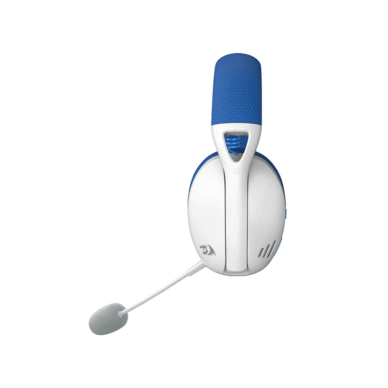 AUDÍFONOS GAMER INALÁMBRICO REDRAGON IRE PRO H848B, BLUETOOTH, USB, COLOR BLANCO Y AZUL - 3