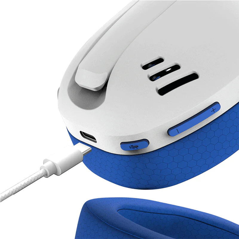 AUDÍFONOS GAMER INALÁMBRICO REDRAGON IRE PRO H848B, BLUETOOTH, USB, COLOR BLANCO Y AZUL - 4